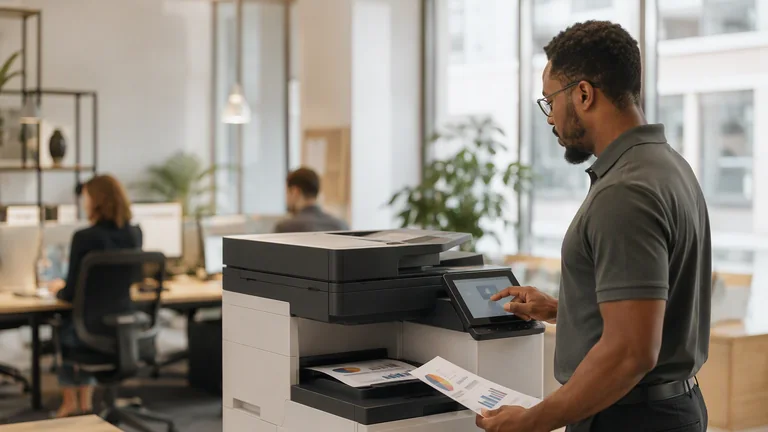 Symbolbild: Kyocera-Multifunktionssystem wird am Touchpanel geprüft