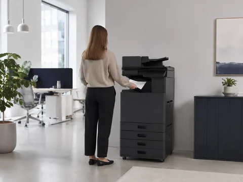 Symbolbild: Beratung im Büro am Multifunktionssystem